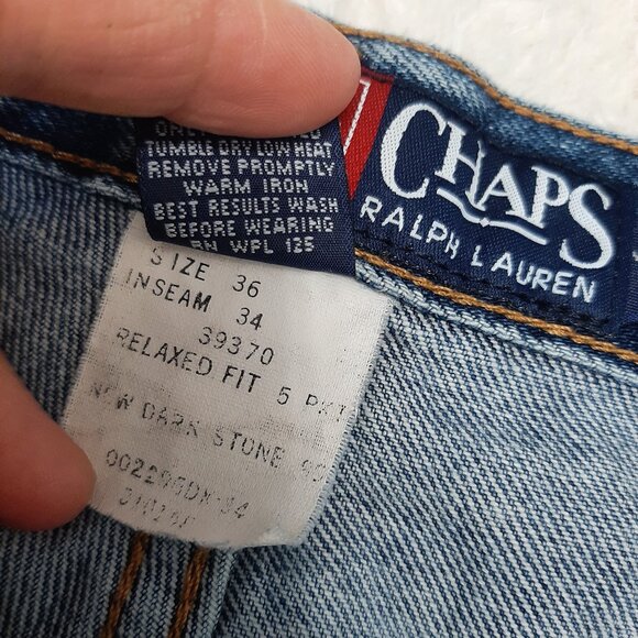 Vintage Chaps Ralph Lauren Man's Blue Relax Fit Straight Legs Denim Jeans 36/34 - Picture 9 of 10